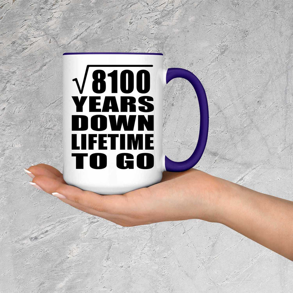 90th Anniversary Square Root of 8100 Years Lifetime To Go - 15oz Accent Mug Purple