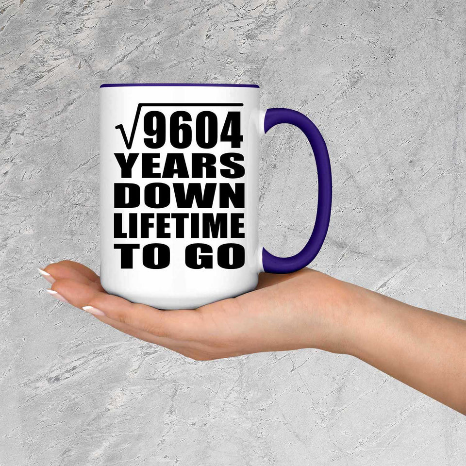 98th Anniversary Square Root of 9604 Years Lifetime To Go - 15oz Accent Mug Purple