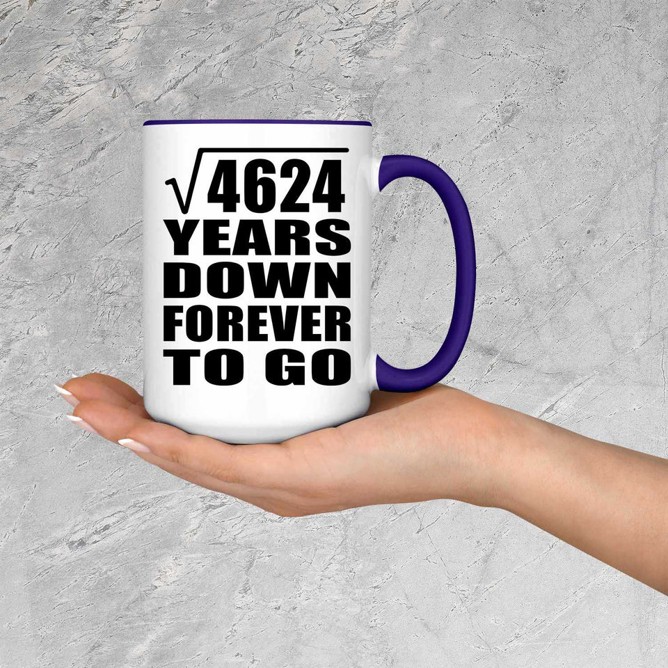 68th Anniversary Square Root of 4624 Years Down Forever To Go - 15oz Accent Mug Purple
