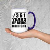 19th Anniversary Square Root of 361 Years of Being Mr Right - 15oz Accent Mug Purple