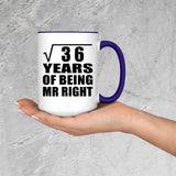 6th Anniversary Square Root of 36 Years of Being Mr Right - 15oz Accent Mug Purple