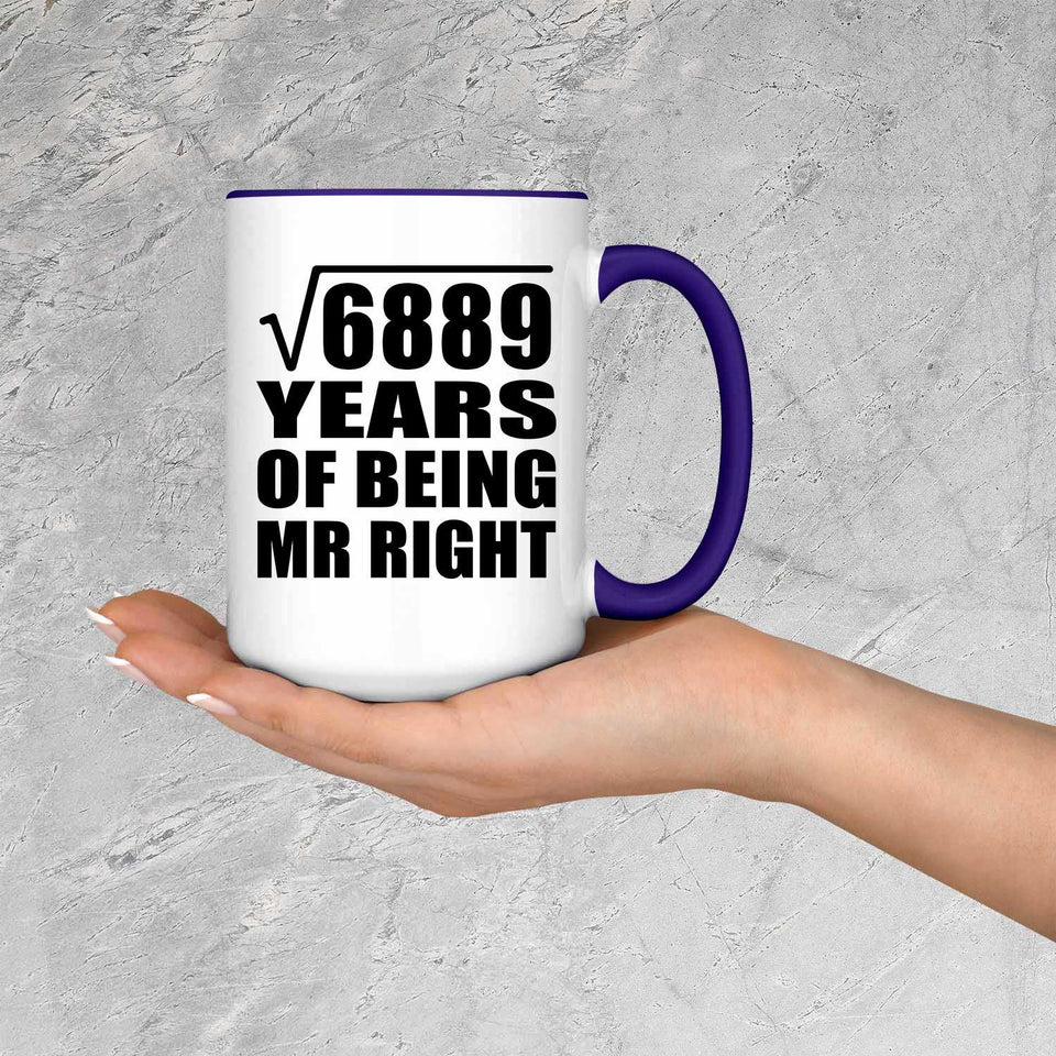 83rd Anniversary Square Root of 6889 Years of Being Mr Right - 15oz Accent Mug Purple
