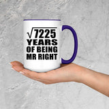 85th Anniversary Square Root of 7225 Years of Being Mr Right - 15oz Accent Mug Purple