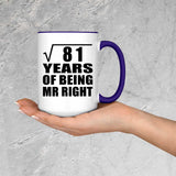 9th Anniversary Square Root of 81 Years of Being Mr Right - 15oz Accent Mug Purple