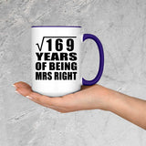 13th Anniversary Square Root of 169 Years of Being Mrs Right - 15oz Accent Mug Purple