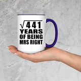 21st Anniversary Square Root of 441 Years of Being Mrs Right - 15oz Accent Mug Purple