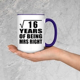 4th Anniversary Square Root of 16 Years of Being Mrs Right - 15oz Accent Mug Purple