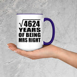 68th Anniversary Square Root of 4624 Years of Being Mrs Right - 15oz Accent Mug Purple