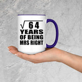 8th Anniversary Square Root of 64 Years of Being Mrs Right - 15oz Accent Mug Purple