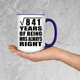 29th Anniversary Square Root of 841 Years Mrs Always Right - 15oz Accent Mug Purple