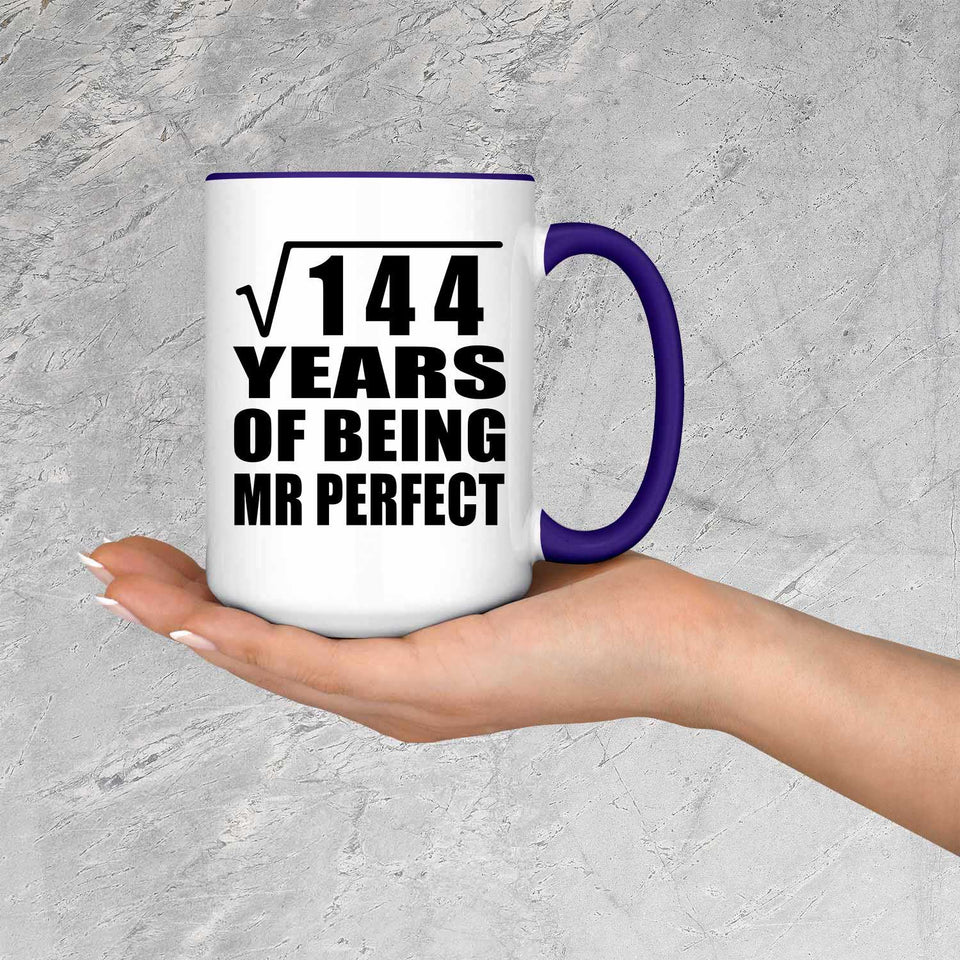 12th Anniversary Square Root of 144 Years of Mr Perfect - 15oz Accent Mug Purple