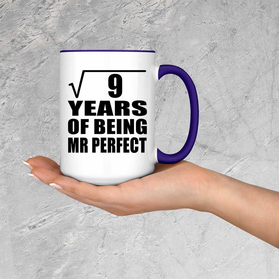 3rd Anniversary Square Root of 9 Years of Mr Perfect - 15oz Accent Mug Purple