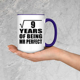 3rd Anniversary Square Root of 9 Years of Mr Perfect - 15oz Accent Mug Purple