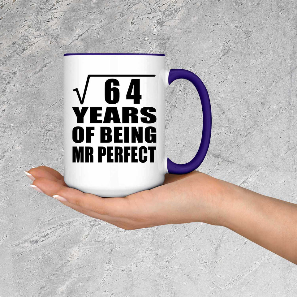 8th Anniversary Square Root of 64 Years of Mr Perfect - 15oz Accent Mug Purple