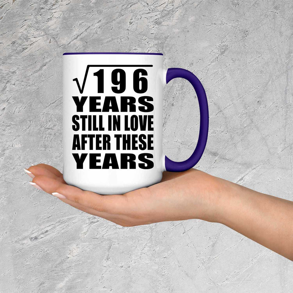14th Anniversary Square Root of 196 Years Still In Love - 15oz Accent Mug Purple