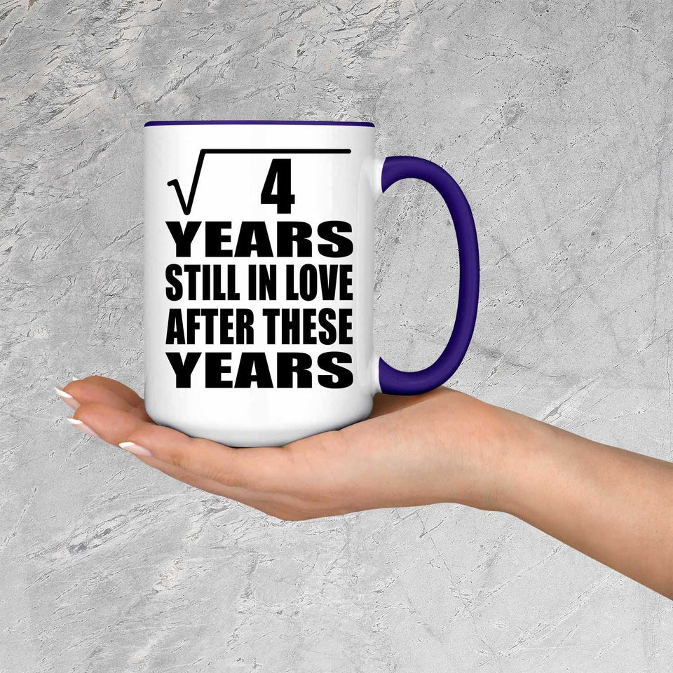 2nd Anniversary Square Root of 4 Years Still In Love - 15oz Accent Mug Purple