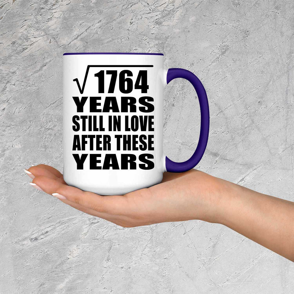 42nd Anniversary Square Root of 1764 Years Still In Love - 15oz Accent Mug Purple
