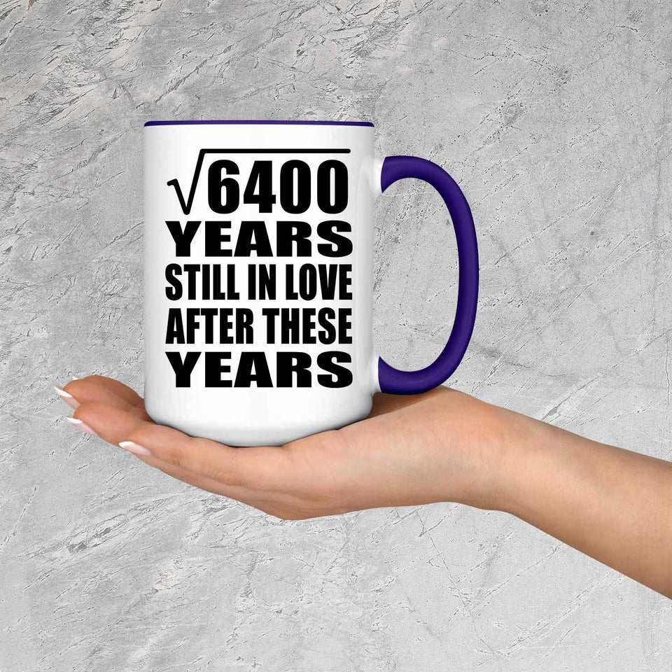 80th Anniversary Square Root of 6400 Years Still In Love - 15oz Accent Mug Purple