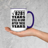 91st Anniversary Square Root of 8281 Years Still In Love - 15oz Accent Mug Purple