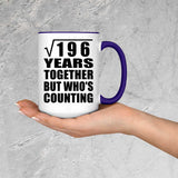 14th Anniversary Square Root of 196 Years Who's Counting - 15oz Accent Mug Purple