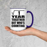 1st Anniversary Square Root of 1 Year Who's Counting - 15oz Accent Mug Purple