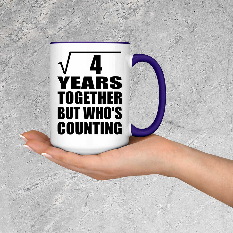 2nd Anniversary Square Root of 4 Years Who's Counting - 15oz Accent Mug Purple