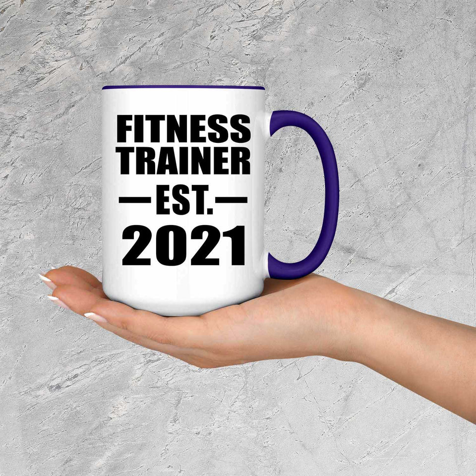 Fitness Trainer Established EST. 2021 - 15oz Accent Mug Purple