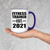 Fitness Trainer Established EST. 2021 - 15oz Accent Mug Purple