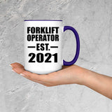 Forklift Operator Established EST. 2021 - 15oz Accent Mug Purple