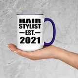 Hair Stylist Established EST. 2021 - 15oz Accent Mug Purple
