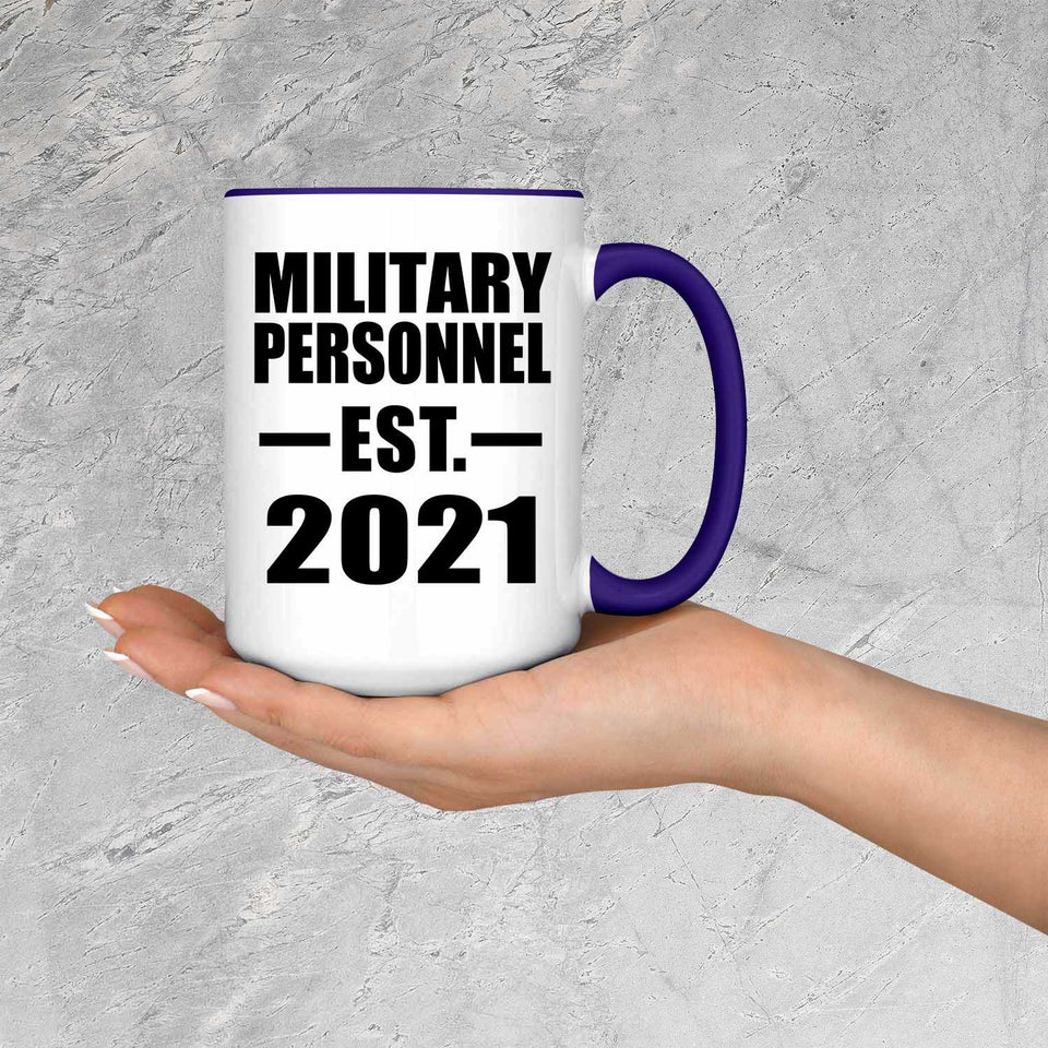 Military Personnel Established EST. 2021 - 15oz Accent Mug Purple