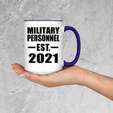 Military Personnel Established EST. 2021 - 15oz Accent Mug Purple