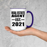 Real Estate Agent Established EST. 2021 - 15oz Accent Mug Purple