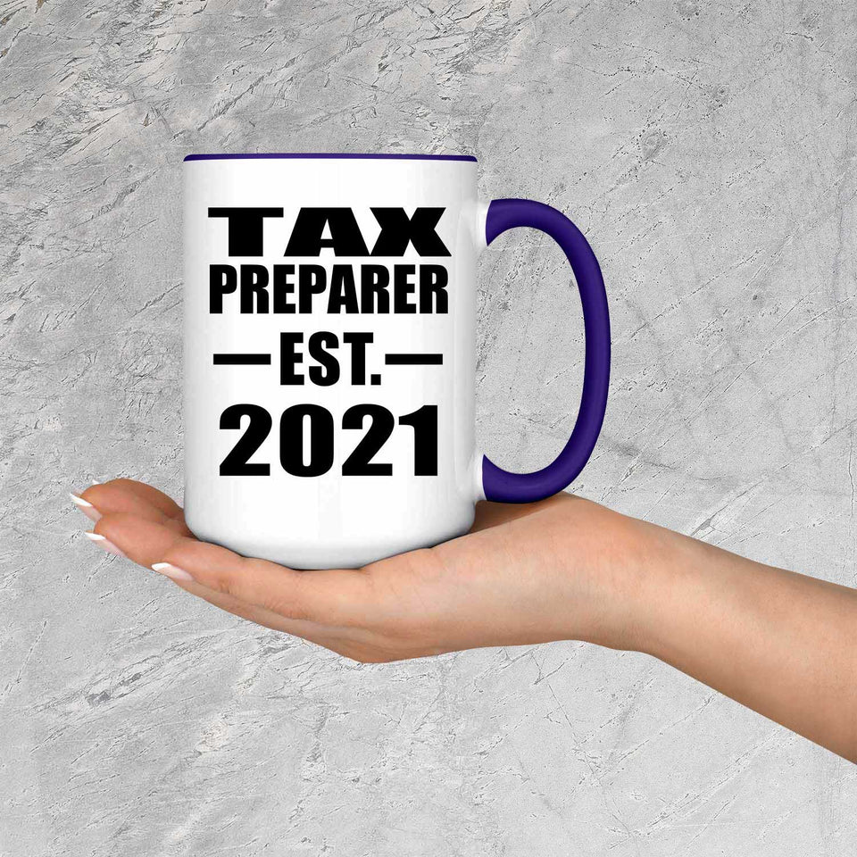 Tax Preparer Established EST. 2021 - 15oz Accent Mug Purple
