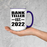 Bank Teller Established EST. 2022 - 15oz Accent Mug Purple
