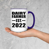 Dairy Farmer Established EST. 2022 - 15oz Accent Mug Purple