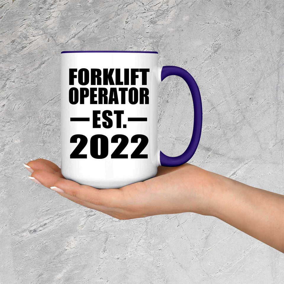 Forklift Operator Established EST. 2022 - 15oz Accent Mug Purple