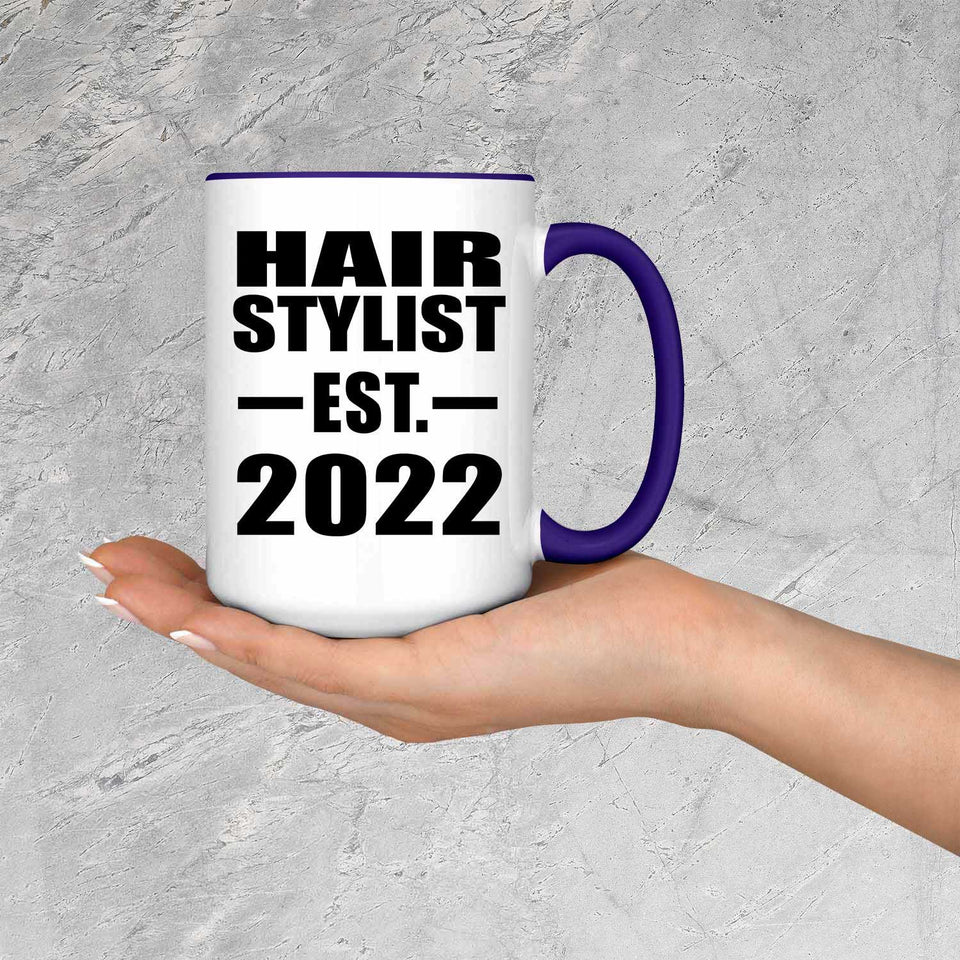 Hair Stylist Established EST. 2022 - 15oz Accent Mug Purple