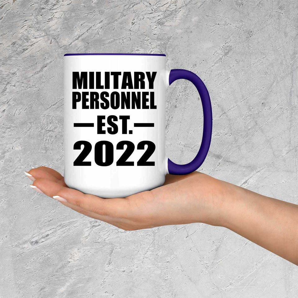 Military Personnel Established EST. 2022 - 15oz Accent Mug Purple