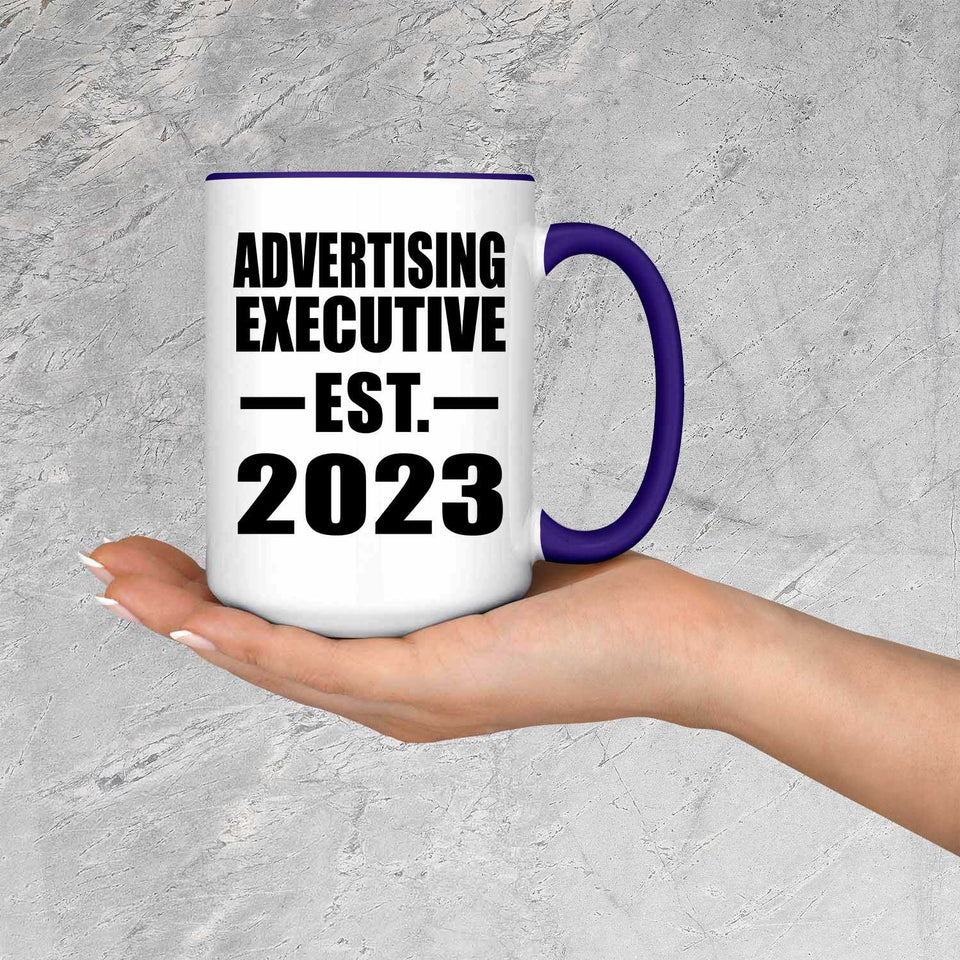 Advertising Executive Established EST. 2023 - 15oz Accent Mug Purple