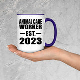 Animal Care Worker Established EST. 2023 - 15oz Accent Mug Purple