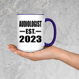 Audiologist Established EST. 2023 - 15oz Accent Mug Purple
