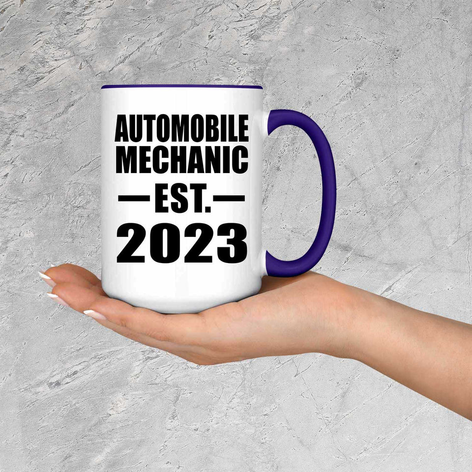Automobile Mechanic Established EST. 2023 - 15oz Accent Mug Purple