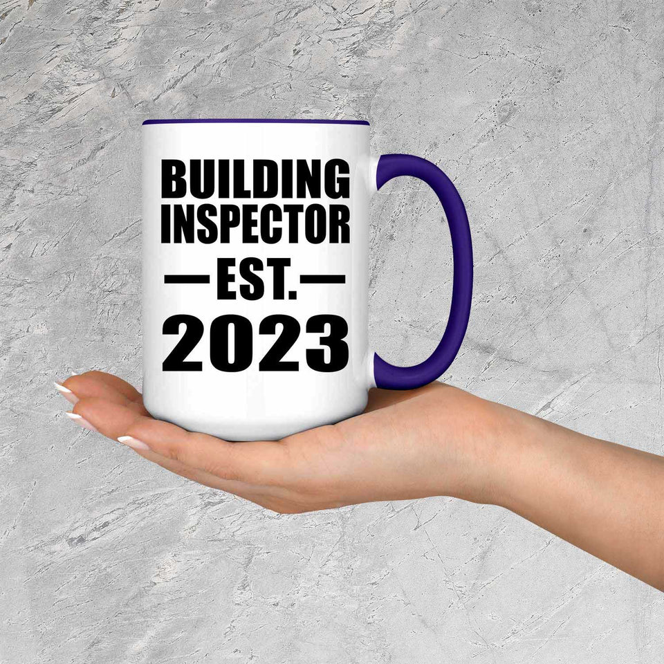 Building Inspector Established EST. 2023 - 15oz Accent Mug Purple