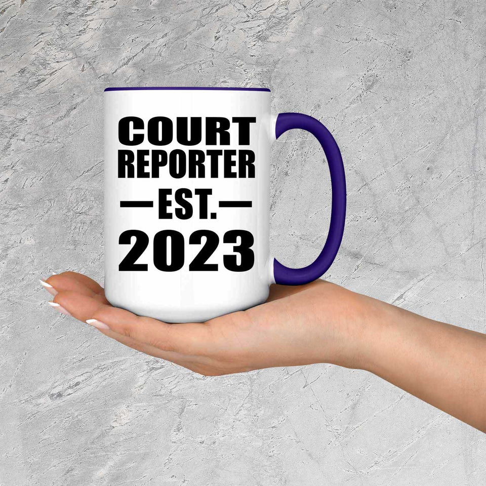 Court Reporter Established EST. 2023 - 15oz Accent Mug Purple