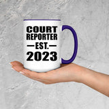 Court Reporter Established EST. 2023 - 15oz Accent Mug Purple
