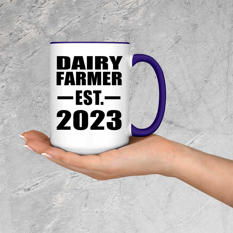 Dairy Farmer Established EST. 2023 - 15oz Accent Mug Purple
