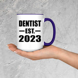 Dentist Established EST. 2023 - 15oz Accent Mug Purple
