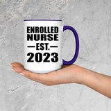 Enrolled Nurse Established EST. 2023 - 15oz Accent Mug Purple