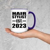 Hair Stylist Established EST. 2023 - 15oz Accent Mug Purple